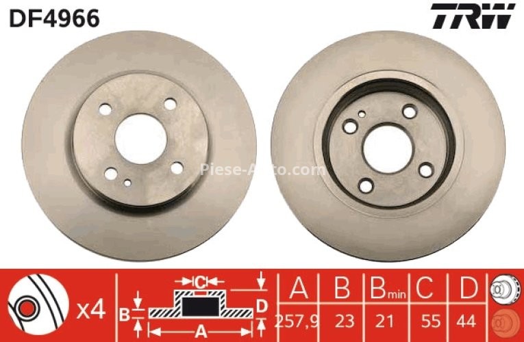 Disc frână TRW ,față, pentru: MAZDA 2 1.3-1.6D 07.07-06.15