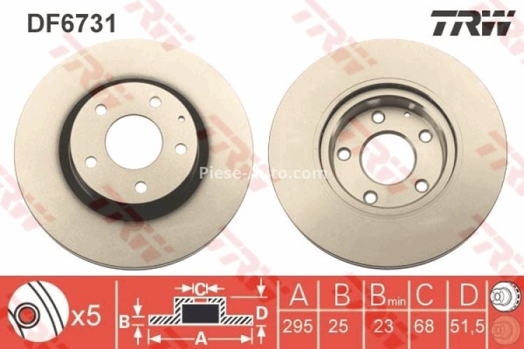 Disc frână TRW ,față, pentru: MAZDA 3, 3/HATCHBACK, CX-3 1.5-2.2D 07.13-