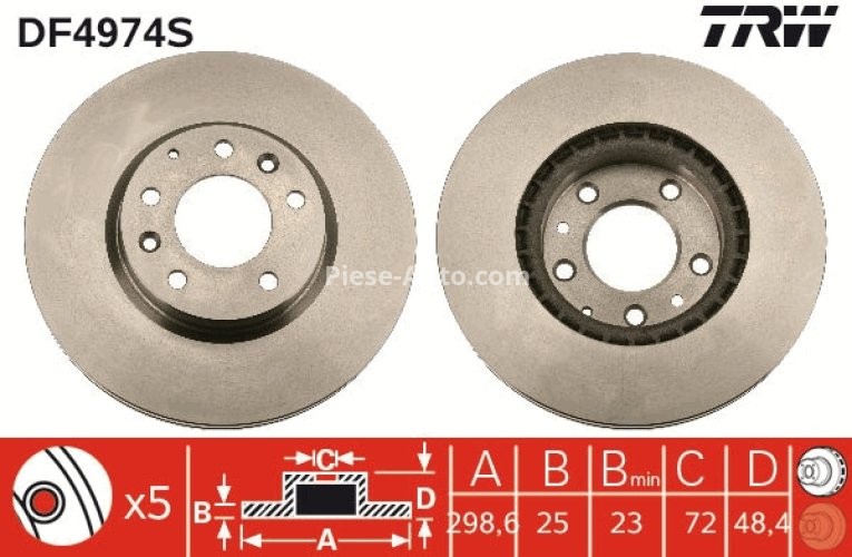 Disc frână TRW ,față, pentru: MAZDA 6 1.8-2.5 08.07-07.13