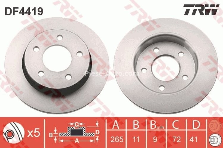Disc frână TRW ,spate, pentru: MAZDA 3, 5 1.3-2.3 10.03-09.14