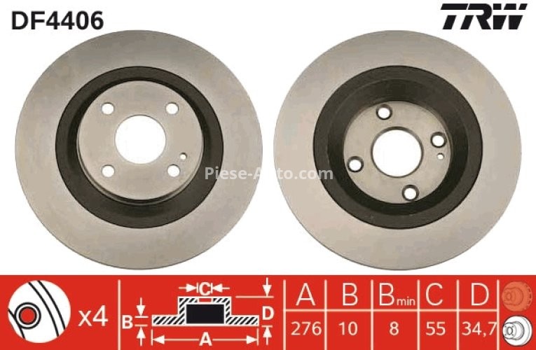 Disc frână TRW ,spate, pentru: MAZDA MX-5 II 1.6/1.8 05.98-10.05