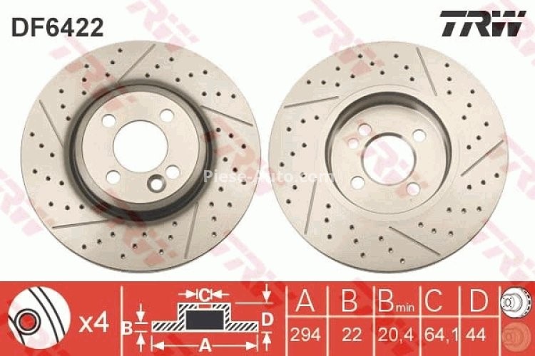 Disc frână TRW ,față, pentru: MINI (R50, R53), (R52), (R56), (R57), (R58), CLUBMAN (R55), CLUBVAN (R55) 1.4-2.0D 06.01-06.15