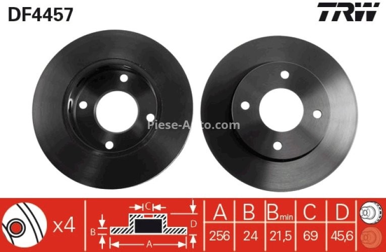 Disc frână TRW ,față, pentru: MITSUBISHI COLT CZC VI, COLT VI; SMART FORFOUR 1.1-1.5D 01.04-06.12