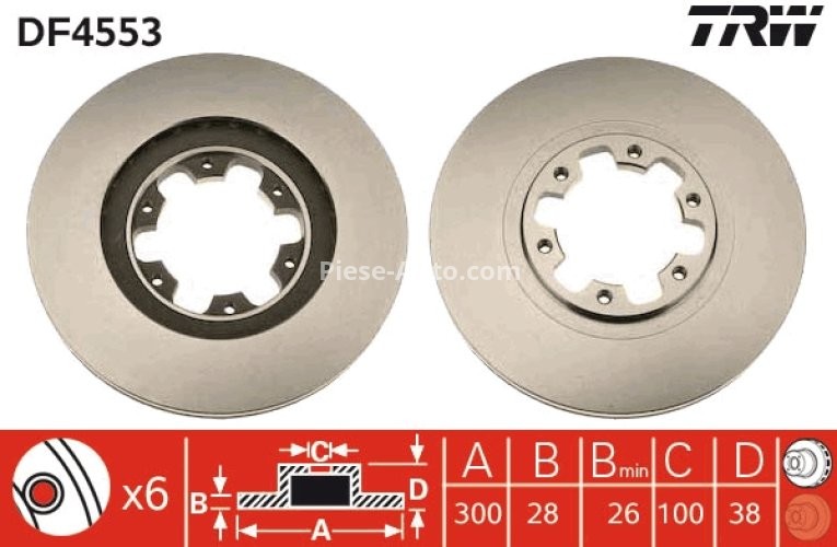 Disc frână TRW ,față, pentru: NISSAN NAVARA, NP300, PATHFINDER II, PICK UP 2.4-3.5 09.95-