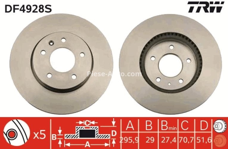 Disc frână TRW ,față, pentru: OPEL ANTARA A; PONTIAC TORRENT 2.0D-3.4 04.03-