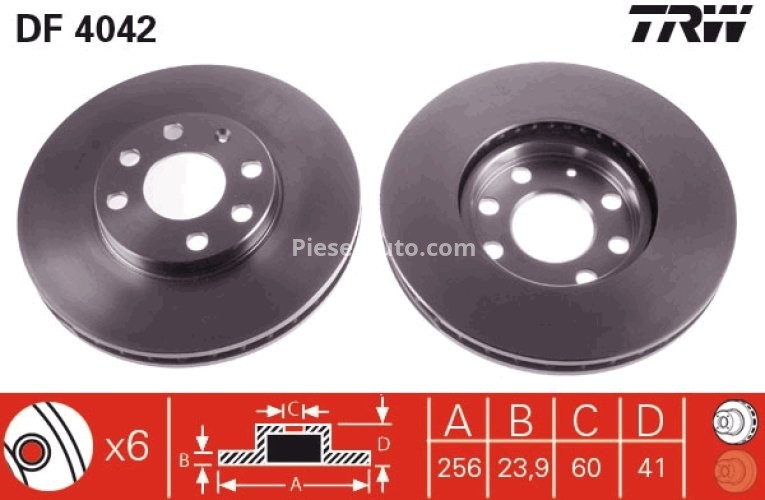 Disc frână TRW ,față, pentru: OPEL CORSA ,OPEL ASTRA G, ASTRA G CLASSIC, ASTRA G/KOMBI, ZAFIRA A 1.2-2.0D 08.94-12.09