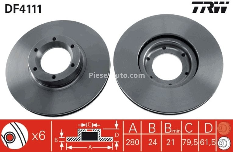 Disc frână TRW ,față, pentru: OPEL MOVANO A; RENAULT MASTER II 1.9D-3.0D 07.98-