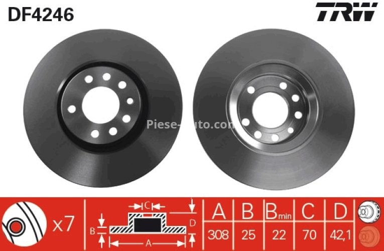 Disc frână TRW ,față, pentru: OPEL ADAM, ASTRA G, ASTRA H, ASTRA H CLASSIC, ASTRA H GTC, ASTRA H/KOMBI, CORSA D, CORSA E, CORSA E/HATCHBACK, MERIVA A, MERIVA B 1.0-3.0D 09.97-