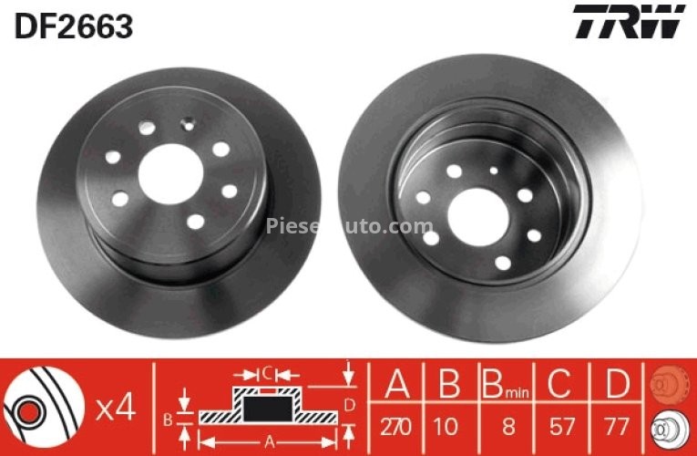 Disc frână TRW ,spate, pentru: OPEL CALIBRA A, VECTRA A 2.0 01.89-07.97