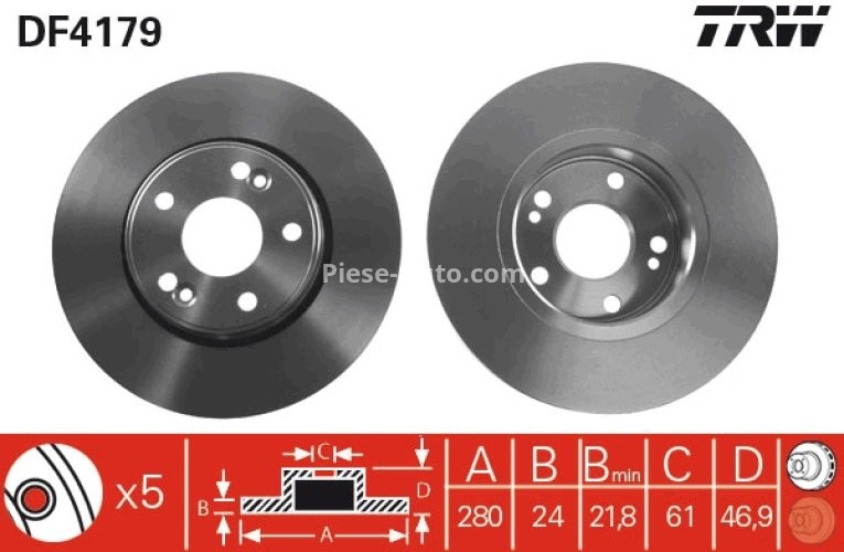 Disc frână TRW ,față, pentru: RENAULT LAGUNA II 1.6-2.0 03.01-12.07