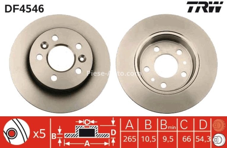 Disc frână TRW ,spate, pentru: RENAULT AVANTIME, ESPACE III 1.9D-3.0 11.96-05.03