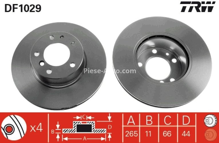 Disc frână TRW ,spate, pentru: RENAULT LAGUNA I, SAFRANE I, SAFRANE II 1.6-3.0 12.92-03.01