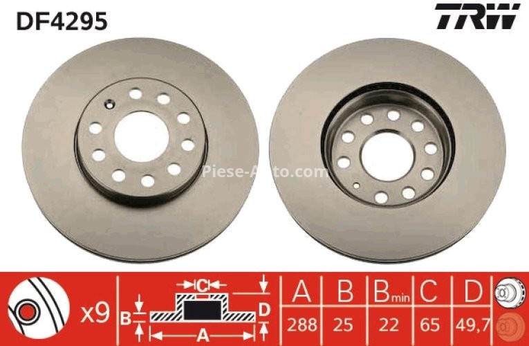 Disc frână TRW ,față, pentru: SEAT ALTEA, ALTEA XL, ATECA, CORDOBA, IBIZA III, IBIZA IV, LEON, LEON SC, LEON SPORTSTOURER, LEON ST, LEON ST/KOMBI 1.0-Electric 09.96-