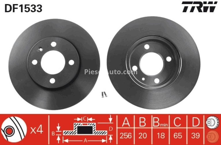 Disc frână TRW ,față, pentru: SEAT AROSA, CORDOBA, CORDOBA VARIO, IBIZA II, IBIZA III, INCA, TOLEDO I; VW CADDY II, CADDY II/MINIVAN, CORRADO, GOLF II 1.0-2.2 08.83-11.09