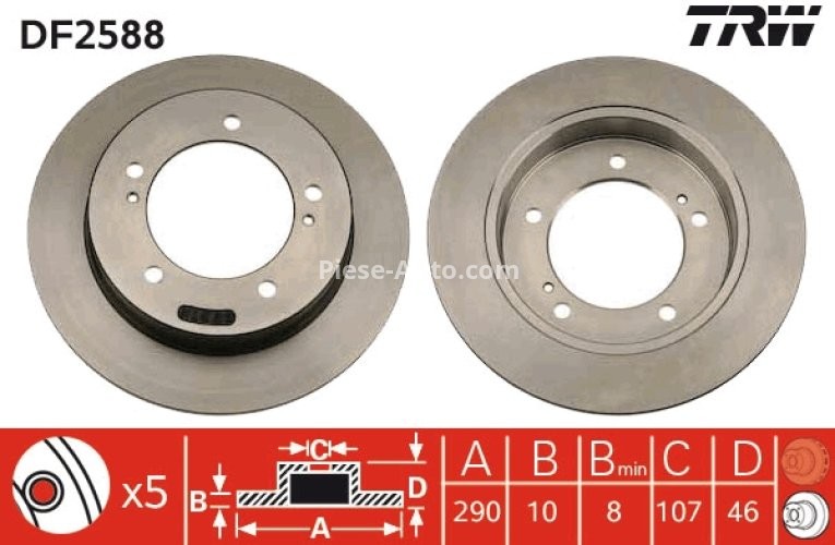 Disc frână TRW ,față, pentru: SUZUKI JIMNY, SAMURAI, VITARA, X-90 1.3-2.0D 01.88-