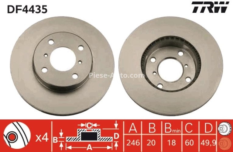 Disc frână TRW ,față, pentru: SUZUKI BALENO, LIANA 1.3-2.3 03.96-