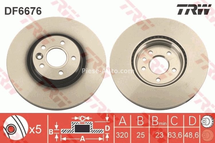 Disc frână TRW ,față, pentru: VOLVO C30, C70 II, S40 II, V40, V50 1.5-2.5 12.03-08.19