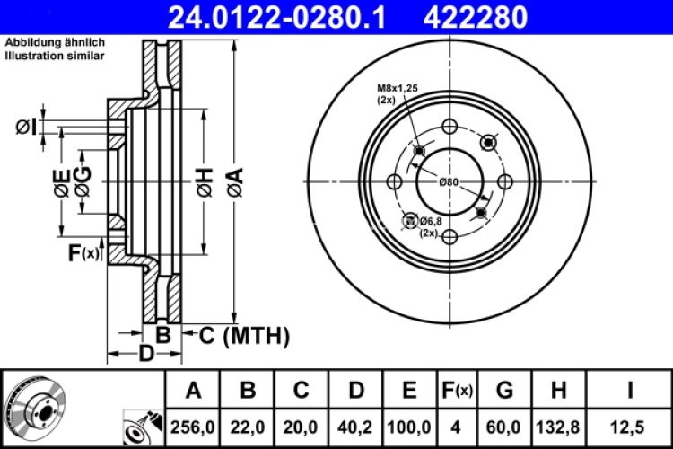 Disc frână ATE, față, pentru: SUZUKI SWIFT IV 1.2/1.3D/1.4 10.10-