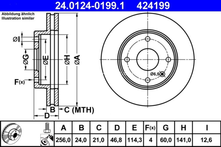 Disc frână ATE, față, pentru: CHEVROLET EPICA, EVANDA, LACETTI, NUBIRA, REZZO; DAEWOO EVANDA, LACETTI, NUBIRA, TACUMA / REZZO 1.4-2.0D 09.00-