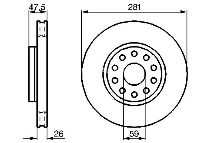Disc frână BOSCH, față, pentru: ALFA ROMEO 166; LANCIA KAPPA 2.0-3.0 08.94-06.07
