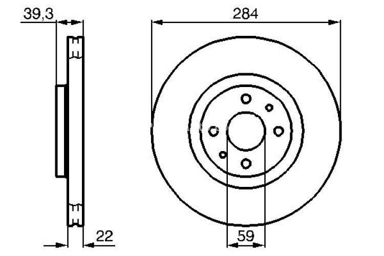 Disc frână BOSCH, față, pentru: ALFA ROMEO 145, 146, 155; FIAT BRAVO II, COUPE, DOBLO, DOBLO/ MINIVAN, MULTIPLA, PUNTO, TIPO; LANCIA DEDRA, DELTA II 1.3D-2.0 04.90-