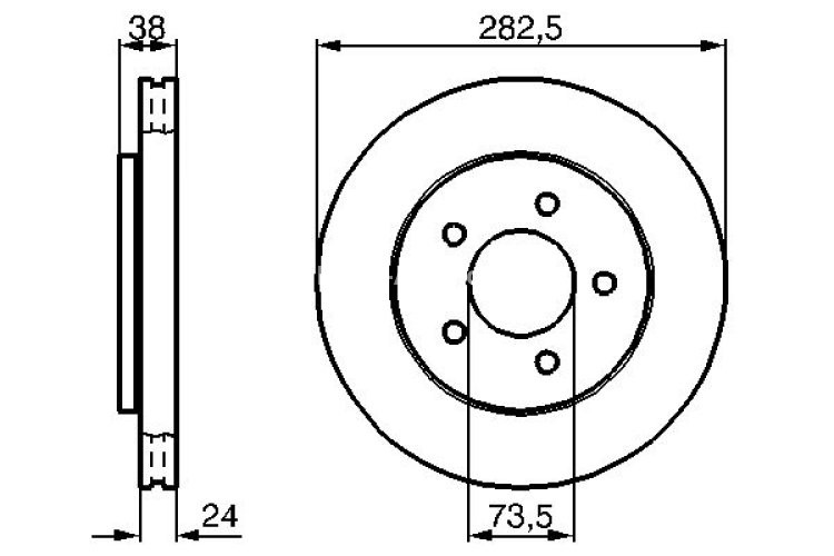Disc frână BOSCH, față, pentru: CHRYSLER CARAVAN, GRAND VOYAGER III, VOYAGER III; DODGE CARAVAN 2.0-3.8 01.95-03.01