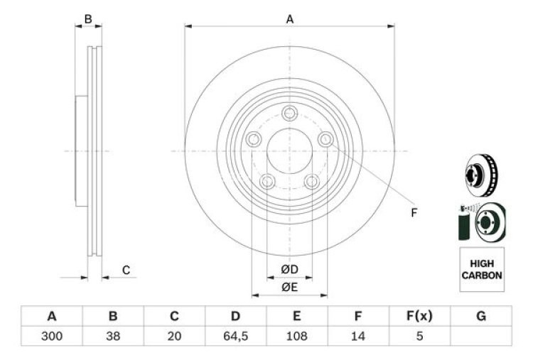 Disc frână BOSCH, spate, pentru: JAGUAR S-TYPE II 2.5-4.2 01.99-12.07