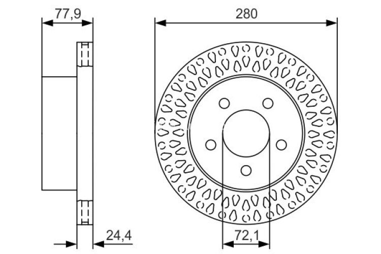 Disc frână BOSCH, față, pentru: JEEP CHEROKEE, WRANGLER II 2.4-4.0 10.84-04.07