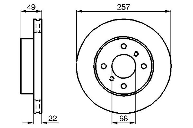 Disc frână BOSCH, față, pentru: NISSAN 200SX, ALMERA CLASSIC, ALMERA II, AVENIR, CEDRIC, PRAIRIE PRO, PRIMERA, SENTRA V, SKYLINE 1.5-3.0 10.83-