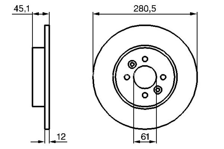 Disc frână BOSCH, spate, pentru: RENAULT KANGOO, KANGOO EXPRESS 1.6/1.9D 02.00-
