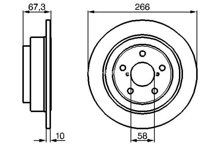Disc frână BOSCH, spate, pentru: SUBARU FORESTER, IMPREZA, LEGACY I, LEGACY II, LEGACY IV, LEGACY OUTBACK, OUTBACK, REX II 0.7-3.0 08.82-09.13