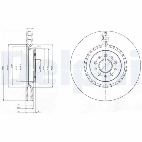 Disc frână DELPHI, față, pentru: ALFA ROMEO 147, 156 3.2 03.02-03.10