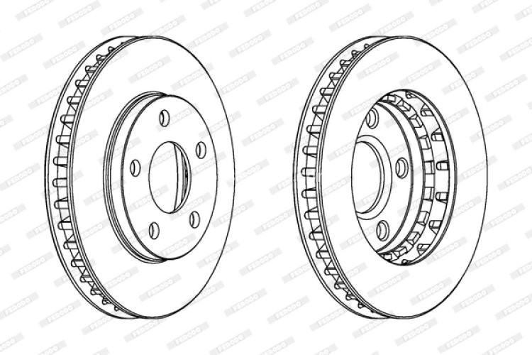 Set discuri frână FERODO (2 buc.) față, se potrivește: BUICK CENTURY, LESABRE, PARK AVENUE, REGAL; CADILLAC DEVILLE, ELDORADO, FLEETWOOD, SEVILLE, SEVILLE II 2.2-5.7D 04.78-