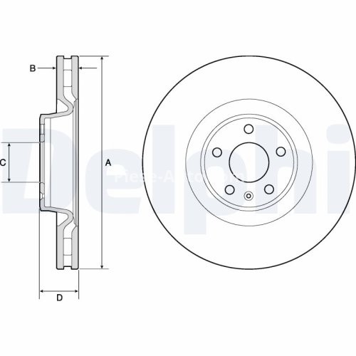 Disc frână DELPHI, față, pentru: AUDI A6 ALLROAD C7 3.0/3.0D 01.12-06.16