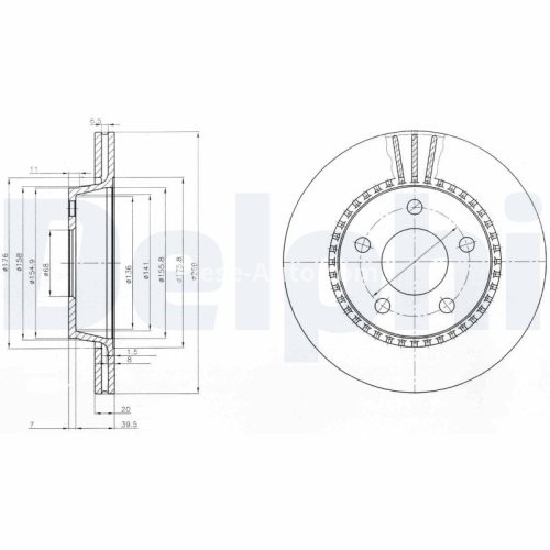 Set discuri frână DELPHI (2 buc.) spate, pentru: AUDI 100 C3, 200 C3, A6 C4, A8 D2 2.1-4.2 08.83-06.99