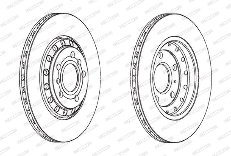 Set discuri frână FERODO (2 buc.) spate, se potrivește: AUDI A8 D3; VW PHAETON 3.0-6.0 04.02-03.16