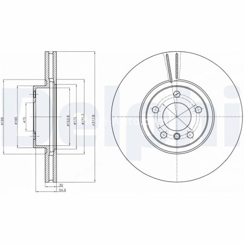 Disc frână DELPHI, față, pentru: BMW X5 (E70), X5 (F15, F85), X6 (E71, E72), X6 (F16, F86) 2.0H-4.8 10.06-07.19