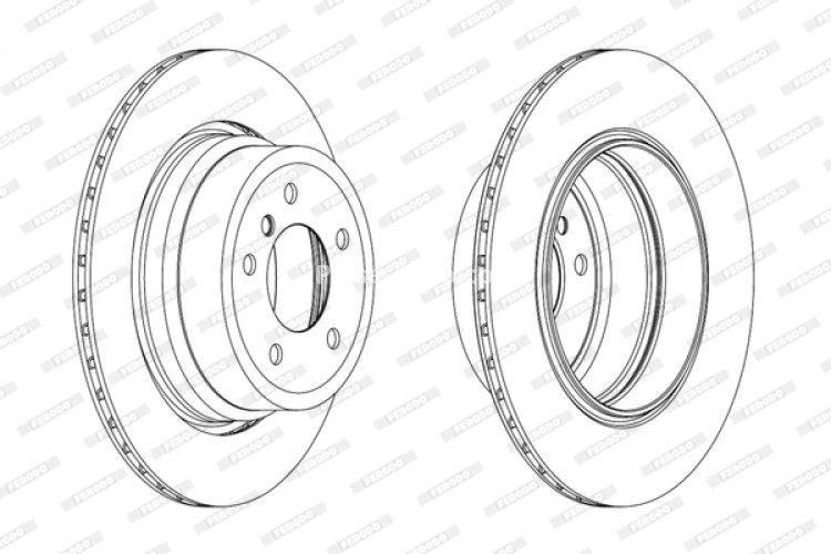 Disc frână FERODO, spate, se potrivește: BMW 5 (E60), 5 (E61) 2.0D-3.0D 12.01-12.10