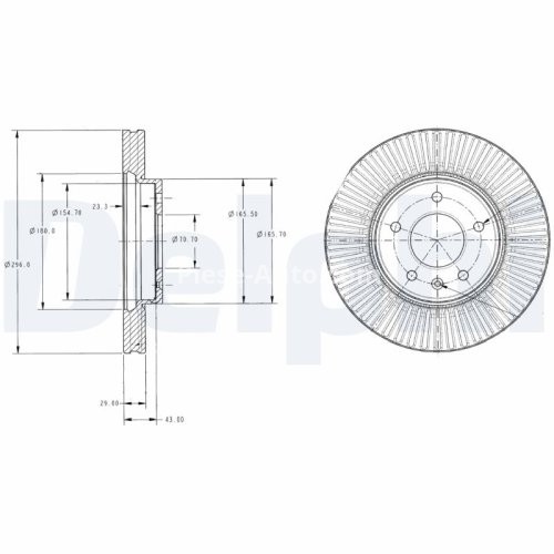 Set discuri frână DELPHI (2 buc.) ,față,  pentru: CHEVROLET CAPTIVA; OPEL ANTARA A 2.0D-3.2 06.06-