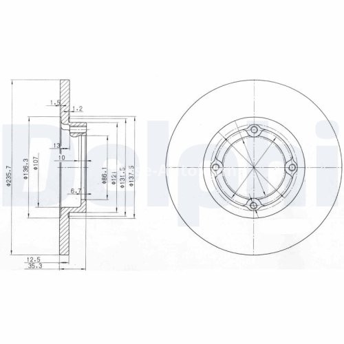 Set discuri frână DELPHI (2 buc.) ,față,  pentru: CHEVROLET MATIZ, SPARK; DAEWOO MATIZ; FSO MATIZ 0.8-1.0LPG 09.98-