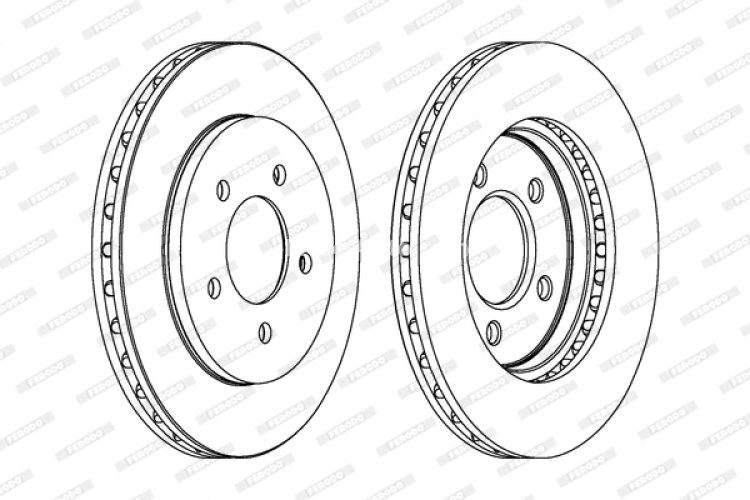 Set discuri frână FERODO (2 buc.) față, se potrivește: CHRYSLER CARAVAN, GRAND VOYAGER III, VOYAGER III; DODGE CARAVAN; PLYMOUTH VOYAGER 2.0-3.8 01.95-03.01