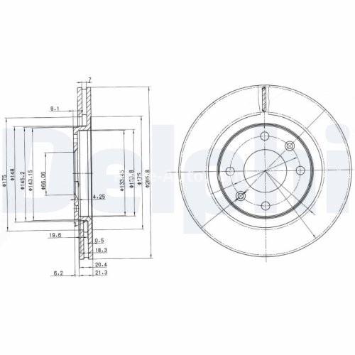 Set discuri frână DELPHI (2 buc.) ,față,  pentru: CITROEN BERLINGO, BERLINGO/MINIVAN, BX, C3 II, XANTIA, XSARA, XSARA PICASSO, XSARA/KOMBI, ZX; PEUGEOT 206 1.1-Electric 10.82-09.16