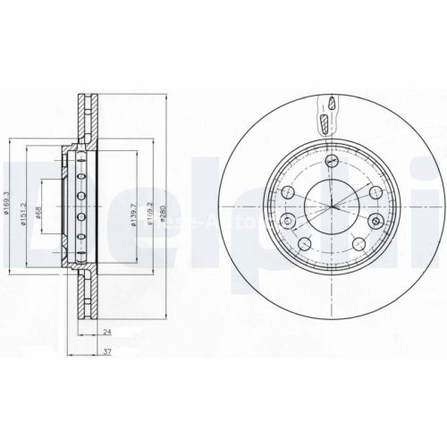 Set discuri frână DELPHI (2 buc.) ,față,  pentru: DACIA DUSTER, DUSTER/SUV; NISSAN JUKE, TERRANO, TOWNSTAR, TOWNSTAR/MINIVAN; RENAULT ARKANA I, CAPTUR II 1.0-Electric 10.07-