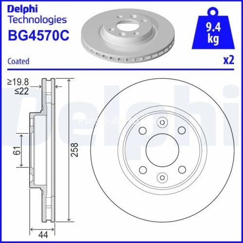 Set discuri frână DELPHI (2 buc.) ,față,  pentru: DACIA LOGAN II, LOGAN MCV II, SANDERO, SANDERO II, SANDERO III; RENAULT CLIO IV, CLIO IV/HATCHBACK 0.9-Electric 11.08-