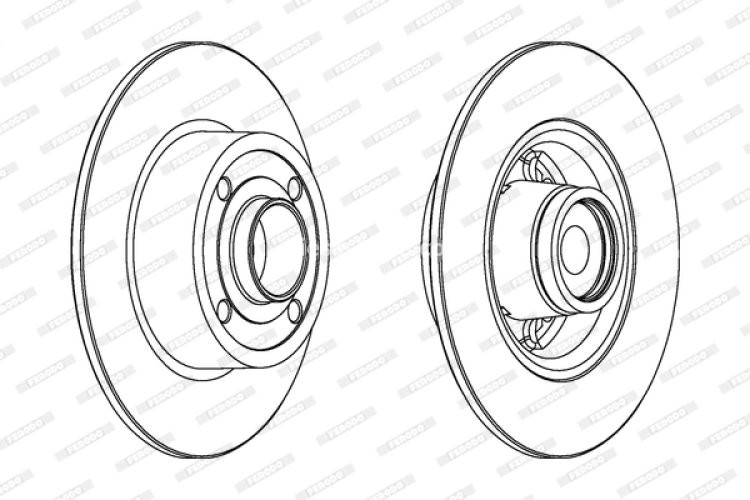 Disc frână FERODO, spate, (cu inel ABS) se potrivește: DACIA SANDERO II; NISSAN NOTE; RENAULT CLIO III, CLIO III/HATCHBACK, MEGANE II, MODUS, TWINGO II, WIND 0.9-2.0D 09.02-