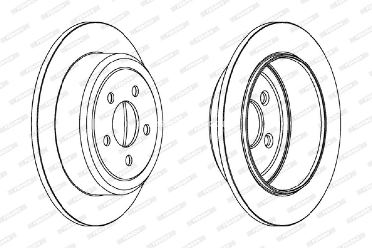Set discuri frână FERODO (2 buc.) spate, se potrivește: DODGE NITRO, RAM 1500, RAM 2500; JEEP CHEROKEE, GRANDEER 2.8-8.0 10.83-