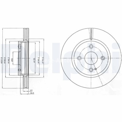 Set discuri frână DELPHI (2 buc.) ,față,  pentru: FIAT 124 SPIDER; MAZDA 2, MX-5 IV 1.3-2.0 07.07-