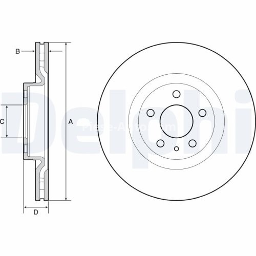 Set discuri frână DELPHI (2 buc.) ,față,  pentru: FIAT 500L 0.9-1.6D 09.12-