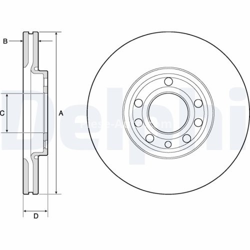 Set discuri frână DELPHI (2 buc.) ,față,  pentru: FIAT CROMA, CROMA/KOMBI; OPEL SIGNUM, VECTRA C, VECTRA C GTS; SAAB 9-3, 9-3X 1.6-2.8 04.02-02.15