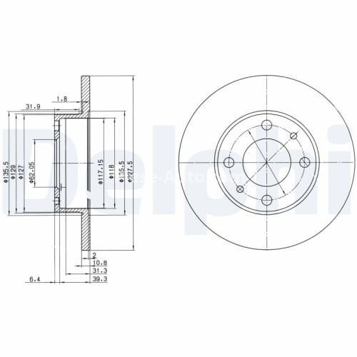 Set discuri frână DELPHI (2 buc.) ,față,/spate, pentru: FIAT 124, 124 SPIDER, 125, 127, 131, 132, 147, 900 T/E, 900 T/E PULMINO, ARGENTA, CAMPAGNOLA 0.6-2.5D 01.66-06.06
